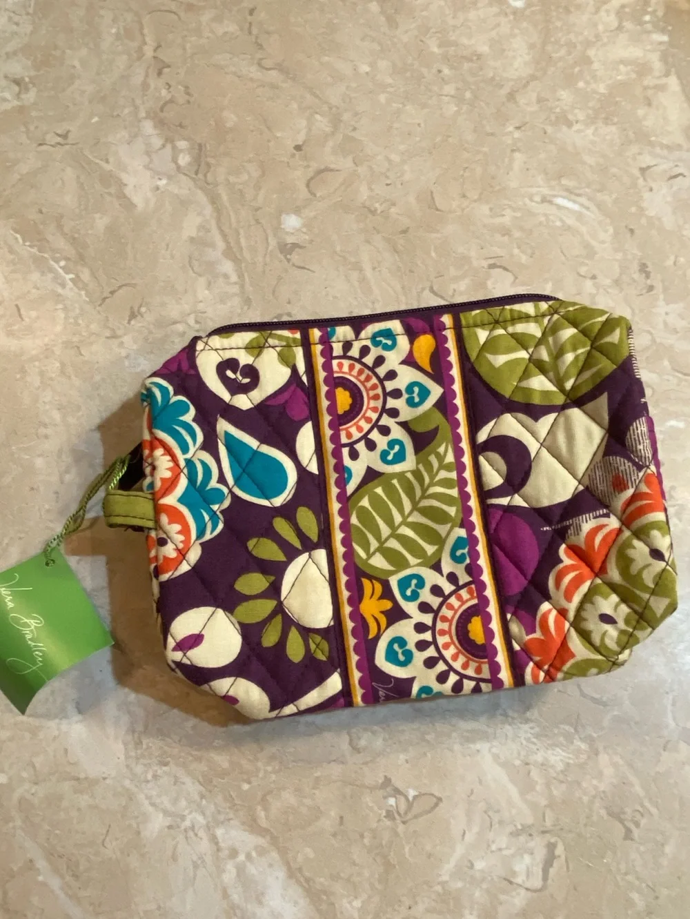 Vera Bradley Purple Multicolor Quilted Floral Cosmetic Pouch